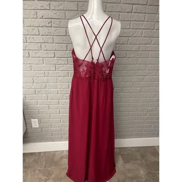 NWT Azazie Burgundy Bonnie Allure Halter Bridesmaid Dress Size 14 - Picture 4 of 16